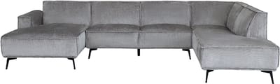 Tower Living Bank Leeds Chaise Longue L 2,5-zits Ottoman R Touch 27 Lichtgrijs