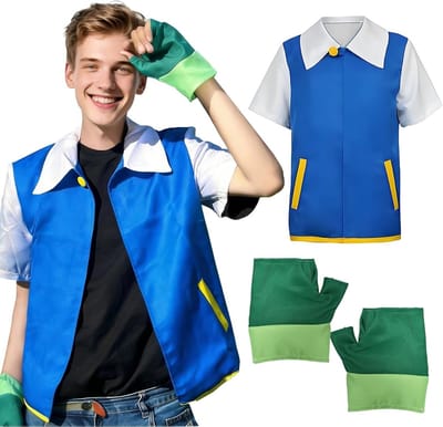Anime Cosplay Kostuum met Blauw Jasje en Handschoenen Set voor Halloween, Carnaval en Toneeloptredens, Geschikt voor Mannen en Vrouwen (XXL)