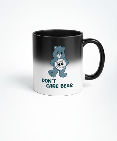 Don't Care Bear Magische Zwarte Mok - Veranderend Design