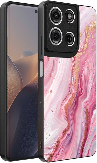 Geschikt voor Motorola Edge 60 Pro Telefoonhoesje met marmer opdruk - TPU backcover case marble design - Roze - Smartphonica geschikt voor Motorola Edge 60 Pro