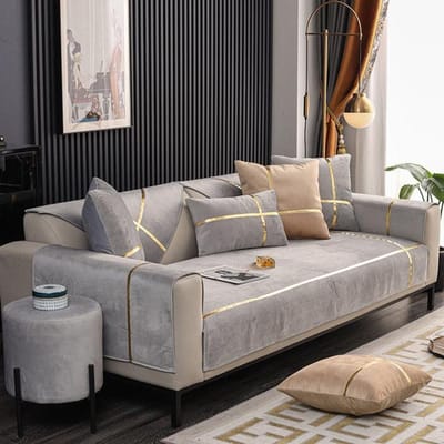 Nordic bankhoes waterdicht woonkamer 3-zits hoekbank hoes antislip enkele fauteuilbeschermer 1/2/4 zits in grijs Cushion cover45x45cm grijs