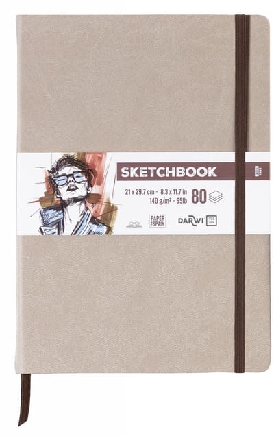 Darwi DFY - Schetsboek - A4 - 140 g - Taupe - 80 vellen