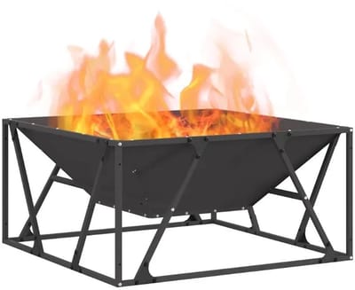 Miryx Tuinhaard - Buitenhaard - Sfeerhaard - Draagbaar - Moderne Buiten Verwarming - 80 x 80 x 40 cm - Staal - Zwart