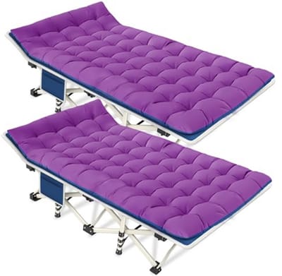 Comfortabel Campingbedje Set van 2 met Matras en Kussen - Ideaal voor Buiten en Thuis