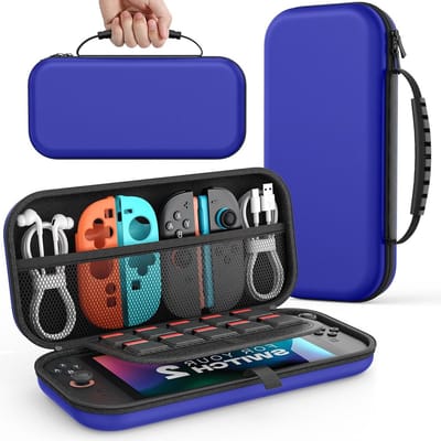 Draagbare Hard Shell Reisopbergtas voor Nintendo Switch 2 met Pockets en 10 Cartridges, Bescherming en Toegang tot Accessoires, Donkerblauw
