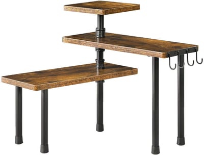 Unyqoos ® Ruimtebesparend Hoekrek met Verstelbare Planken en Haken voor Keuken en Badkamer
