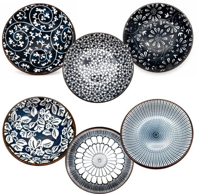 Purepeak Tapas Bordjes Set 6 Stuks - Tapas Schaaltjes - 10 x 2.5 cm - Dipschaaltjes voor Snacks - Sausbakjes - Borrel Schaaltjes - Aperitief Schaaltjes - Theezakjes