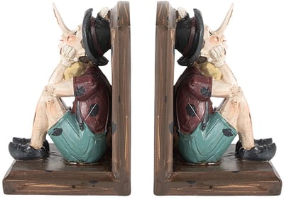 Clayre & Eef Boekensteunen Set van 2 Pinokkio 24x11x17 cm Bruin Kunststof