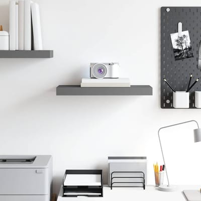 vidaXL - Wandschap - zwevend - 50x23,5x3,8 - cm - MDF - hoogglans - grijs