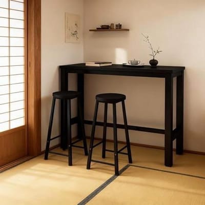 Ontbijt bartafel - Pub bureau - Gezellig borrelen - Stabiele metalen frame - 120x40x100cm - Zwart