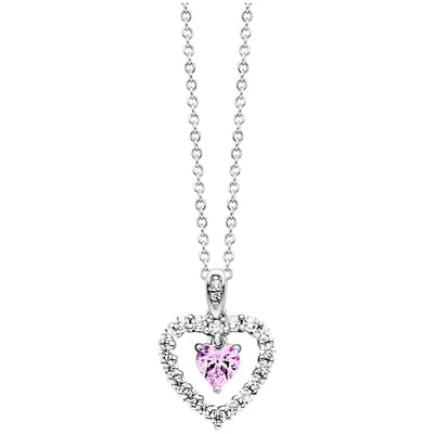 Julie Julsen Anhänger mit Kette 925 Silber rhodiniert Herz Zirkonia weiß rosa