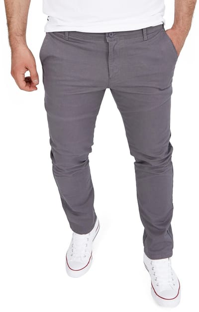 WOTEGA Heren Chinobroek Glenn – Slim Fit – Katoen Stretch – Donkergrijs – 5-pocket