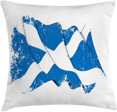 ABAKUHAUS Kussenhoes – Schotland vlaggenembleem – 50x50 cm – Blauw/Wit