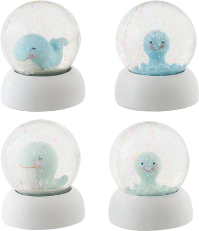 J-Line decoratie waterbal Walvis - polyresin - lichtgroen - small - set van 4