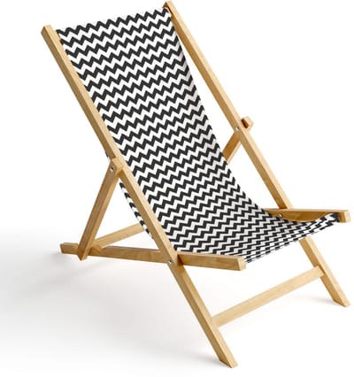 FEROCITY - Opklapbare ligstoel - Houten - strandstoel met afneembare hoes - 120 x 58 x 45 cm - Birke - Zig-Zag