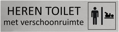 CombiCraft Aluminium deurbordje Heren toilet met baby verschoonruimte 165x45mm - per stuk