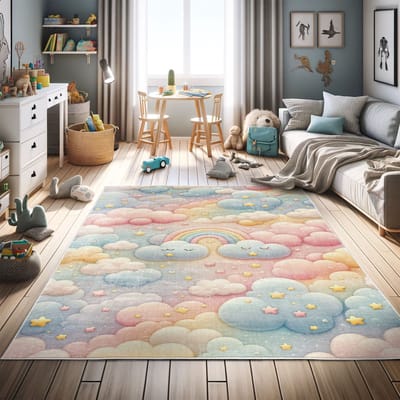 ABAKUHAUS Cartoon Sky Decoratief Tapijt, Hoogwaardig Vloerkleed voor Slaapkamer en Woonkamer, 69x114 cm, Shameful Mustard