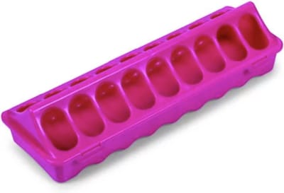 Aveve - Pluimveevoerbak grondmodel - Roze - 40cm: 22 eetgaten, voor 3-4 kippen - voederbak kippen/kuikens