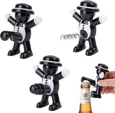 Allesopener - 3 Stuks - Multifunctionele Opener - Wijn Opener - Kurkentrekker Wijn - Champagne - Grappig Voor Mannen - Zwart