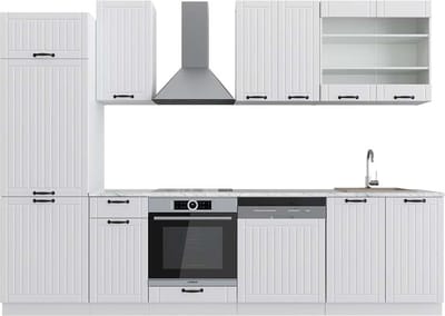 Vicco Fame-Line Complete keukeneenheid – 300 cm, WB Marmer Wit landhuis/wit
