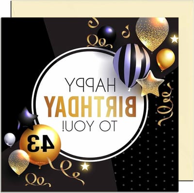 Verjaardagskaart Man - Speciale Wens - 43e Verjaardag - Goud Zwart Design - 145 x 145mm - Goud