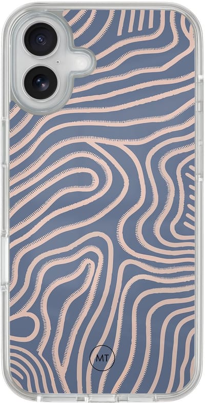 Hybride hoesje geschikt voor iPhone 16 - Flowing lines - Extra bescherming - Luxe beschermhoes - TPU case - Transparant, Paars - Mooie Telefoonhoesjes