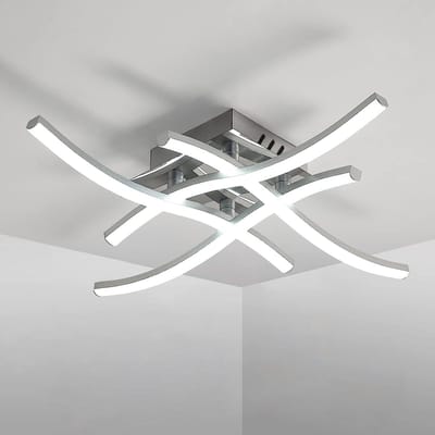 Riserva LED Plafondlamp Kruis Golf Design - 24W - 2300 lm - 6500K Koel Wit - Zilver - Moderne Plafonnière voor Woonkamer, Slaapkamer, Keuken en Werkkamer