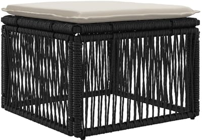 vidaXL - voetensteun - Zwart - poly - rattan