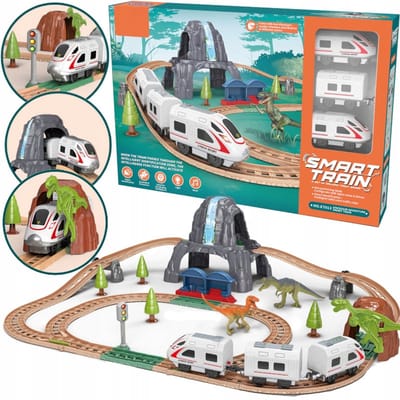 Elektrische Trein met Dinosaurus & Vuurberg - Licht & Geluid