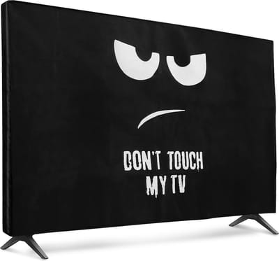 kwmobile tv hoes voor 43" TV cover - Beschermhoes voor televisie - Voor binnengebruik - Don't Touch my TV design in wit / zwart