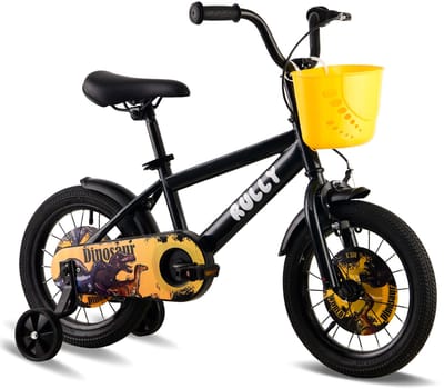 Vankel Kinderfiets 12 Inch – Met Steunwielen – Terugtraprem en Velgrem – Sterk Stalen Frame – Volledig Gesloten Kettingkast – Afneembare Fietsmand – Verstelbaar Zadel – Antislip Banden – Geschikt voor 2-4 Jaar – Duurzame Kinderfiets – Zwart