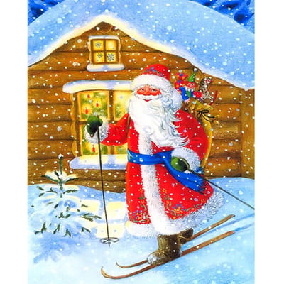 Cross Stitch Kit DIY Diamond Borduren Kerstman Snowboarden Diamond Schilderen Mozaïek Home Decor 20X30CM white