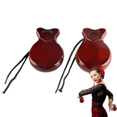 Houten Castagnetten - Muziek Speelgoed - Ritme Oefenen - 2-delig - 13.5 cm - Bruin