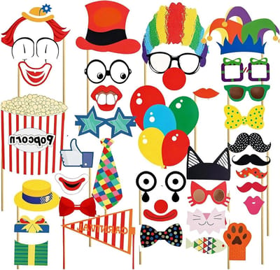 Circus decoratieset 36-delig - karton en hout - creatieve accessoires - perfect voor verjaardagen - ShopVlot