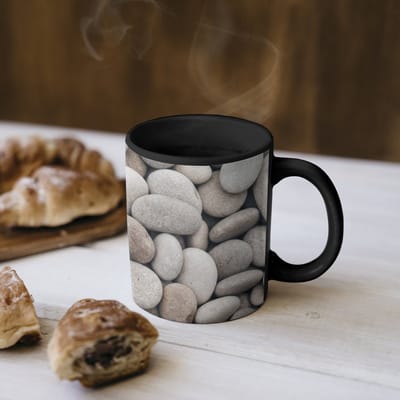 Magische Mok - Foto op Warmte Mokken - Koffiemok - Kiezels - Stenen - Grijs - Magic Mok - Beker - 350 ML - Theemok