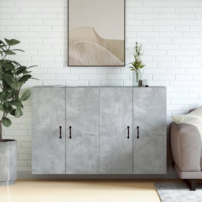 vidaXL - Hangkasten - 2 - st - bewerkt - hout - betongrijs