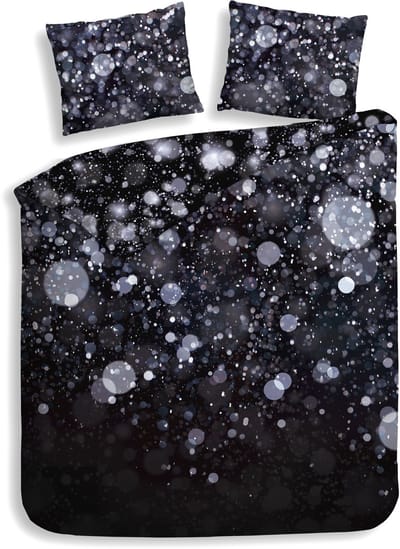 Heckettlane Dekbedovertrek Gabin - Bedlinnen met Stippen print - 200x200-220 cm - Tweepersoons - Zwart - Dekbedovertrek van 100% Katoen-Satijn