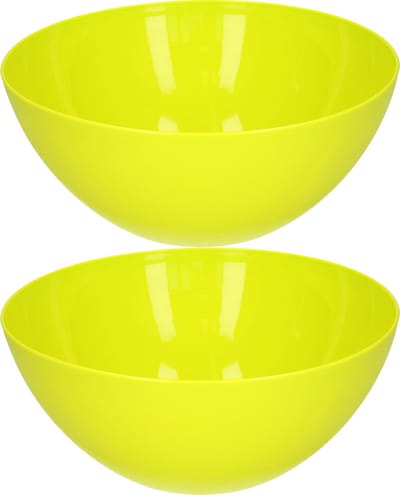 Plasticforte Serveerschaal/saladeschaal - 2x stuks - D26 x H12 cm - kunststof - groen