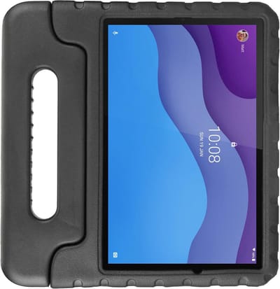 HappyCase Kinder Tablethoes Geschikt voor Lenovo Tab M10 HD Gen 2 | Kindvriendelijke Hoes | Beschemhoes | Kinderhoes | met Handvat en Standaard | Zwart