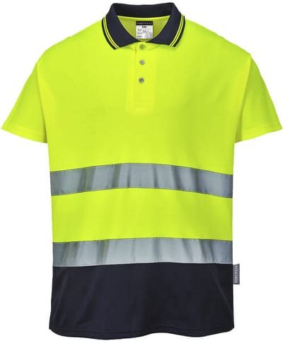 Portwest Tweekleuren Katoenen Comfort Polo S174 - Geel/Marine - L