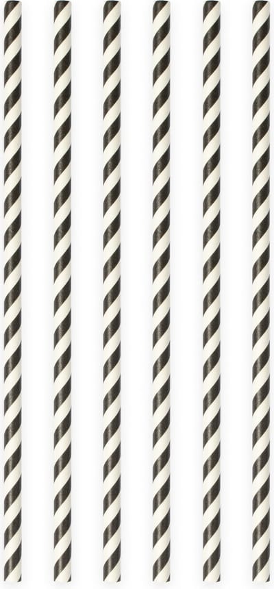 20 Papieren rietjes Zwart - 6mm x 197mm