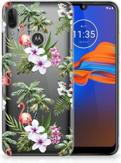 Motorola Moto E6 Plus TPU Hoesje Flamingo Palms