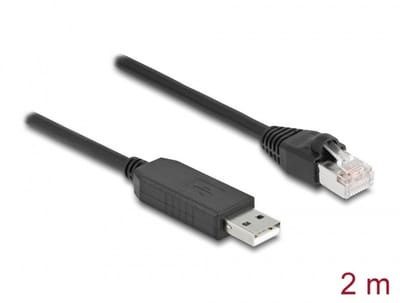 Delock Serial Connection Cable with FTDI chipset, USB 2.0 Type-A male to RS-232 RJ45 male 2 m black