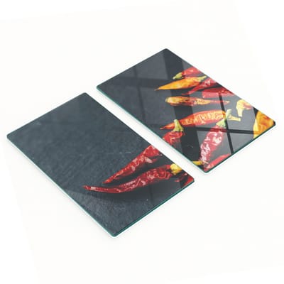 Decoratieve glazen snij- en serveerplanken van zwart steen, 2x30x52 cm