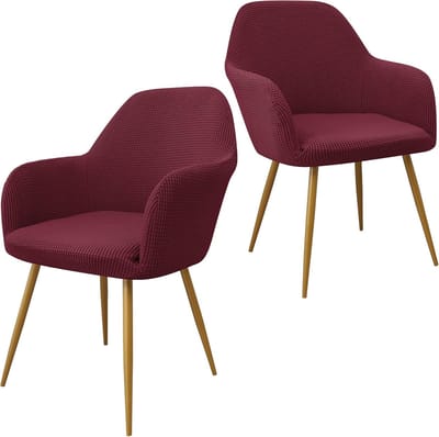 Daity Eetkamerstoelhoezen - decoratieve stoelhoezen - moderne stoelhoezen met gebogen rugleuning - decoratieve fauteuilhoezen - fauteuilhoezen met gebogen rugleuning voor woonkamers (set van 2 - bordeauxrood)