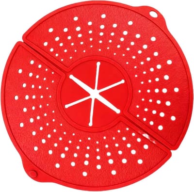 Spatdeksel Koekenpan - Opvouwbaar Schild - Koken en Braden - Draaibare Bescherming - 36 x 32.5 cm - Rood