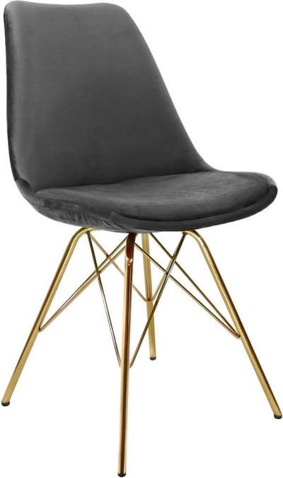 KICK® VELVET Kuipstoel Donkergrijs – Eetkamerstoel – Velvet – Goud Frame