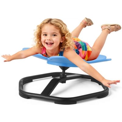 VEVOR Kinderdraaistoel, Sensorische draaistoel in bloemvorm, Draagvermogen 100 kg, Sensorisch speelgoed met antislip metalen voet, Bevordert coördinatie, evenwicht en concentratie, Blauw
