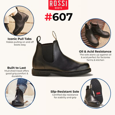 Rossi 607 Booma Zwarte Leren Chelsea Boots