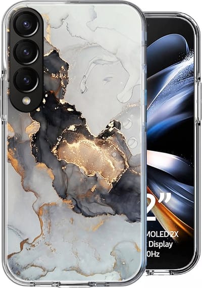 Hoesje geschikt voor Samsung Fold 4 - Back Cover Siliconen Case Marmeren Hoes Wit